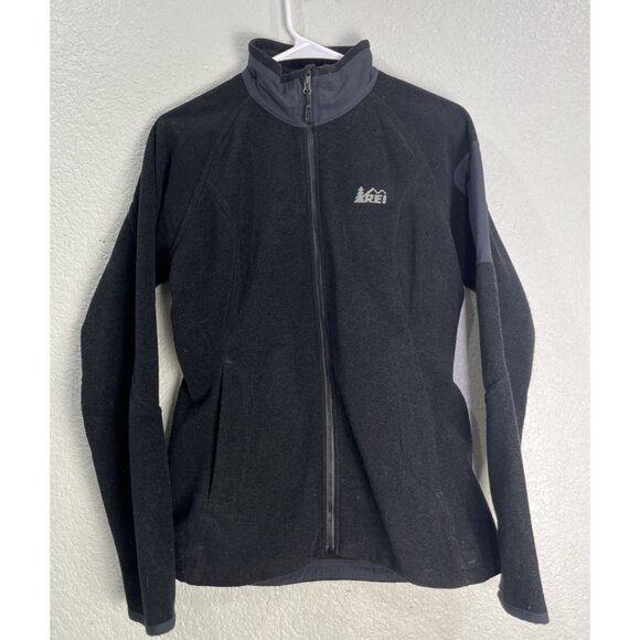 REI Jacket Womens M Black Full Zip Polartec Fleece Performance Outdoor Active - Picture 1 of 10